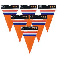 Bellatio Decorations Slinger oranje - 6 stuks - Holland vlaggenlijn - 10 meter   -
