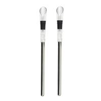 Wijnkoeler stick met schenktuit - 2x - RVS - 32 cm - koelstaaf - wijnfles koeler - wijstopper