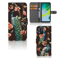 Motorola Moto E13 4G | Telefoonhoesje | Met pasjeshouder | Pauw met Bloemen