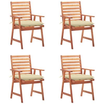 Tuinstoelen 4 st met kussens massief acaciahout