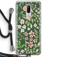 Botanical green sweet flower heaven: OnePlus 6 Transparant Hoesje met koord