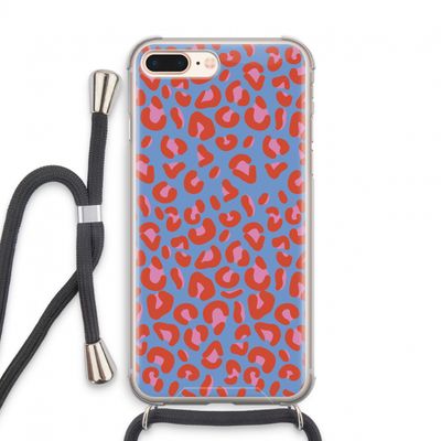 Leopard blue: iPhone 7 PLUS Transparant Hoesje met koord