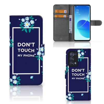 OPPO Reno 6 Pro Plus 5G Portemonnee Hoesje Flowers Blue DTMP OPPO Reno 6 Pro Plus 5G Portemonnee Hoesje Flowers Blue DTMP