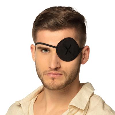 Piraten ooglapjes Luxe - zwart - 1x stuks - met elastiekje - kunststof - kinderen en volwassenen