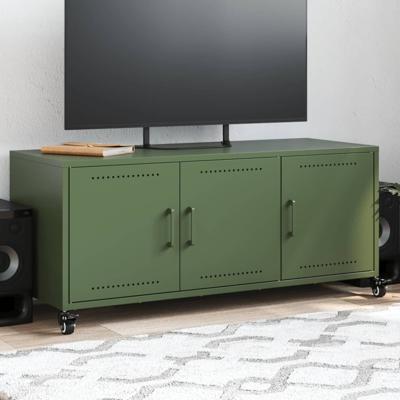 Tv-meubel 100,5x39x43,5 cm staal olijfgroen