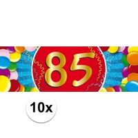 10x 85 Jaar leeftijd stickers verjaardag versiering   -