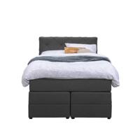 Leen Bakker - Boxspring Met Opbergruimte Liv Geruit - Antraciet - 120x200 Cm - Stof - Grijs