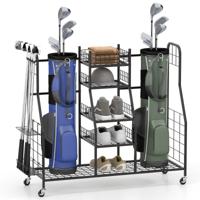 Golftas Organiser Golf Opbergrek met Wieltjes Golf Opbergrek voor 2 Golftassen Zwart