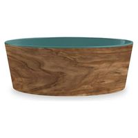 Tarhong Voerbak hond olive melamine houtprint / teal zeegroen