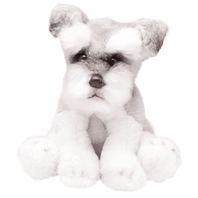Suki Gifts Knuffel Schnauzer - hond knuffeldier - wit met grijs - 13cm