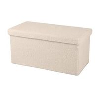 Poef XXL Square BOX - hocker - opbergbox - beige - polyester/mdf - 76 x 38 x 38 cm - opvouwbaar