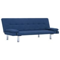 The Living Store Slaapbank Modern - Blauw - 168 x 77 x (61.5 / 64 / 66) cm - Houten frame - Verchroomde poten