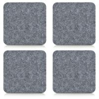 4x Onderzetter - grijs - vilt - 10 x 10 cm - voor glazen - voor op tafel - warmtebestendig 4x Onderzetter - grijs - vilt - 10 x 10 cm - voor glazen - voor op tafel - warmtebestendig