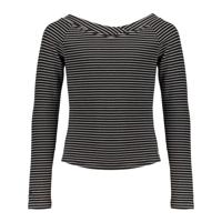 Frankie & Liberty Meisjes sweat shirt - Puck - Stripes Off White Black