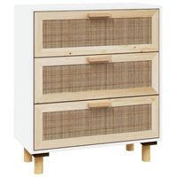 vidaXL Dressoir 60x30x70 cm massief grenenhout en rattan wit - thumbnail