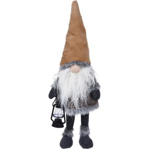 Decoratie kerstman gnome pop - met led verlichting 51 cm - lichtbruin - pluche - dwerg/kabouter