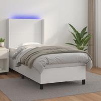 Boxspring met matras en LED kunstleer wit 90x200 cm
