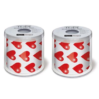 Funny toiletrol - 2x - hartjes v- 3-laags - wc-papier - wc rol - toiletpapier - Valentijn