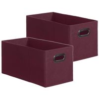 Set van 2x stuks opbergmand/kastmand 7 liter aubergine paars linnen 31 x 15 x 15 cm