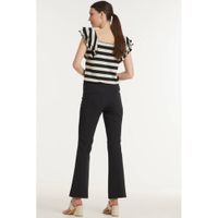 Summum Woman gestreepte top zwart/ecru - thumbnail