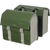 Basil urban load dubbele fietstas - waterdicht tarpaulin/polyester - groen/zand - 48-53l