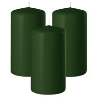 Enlightening Candles Cilinder/stompkaars - 3x - donkergroen - D6 x H10 cm - 36 branduur