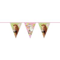 Paarden vlaggenlijn - 6 meter - plastic - themafeest - versiering