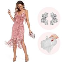 Retro vintage Roaring jaren '20 Jaren 1920 Flapper jurk Cosplay kostuum Outfits The Great Gatsby Dames Pailletten Kwastje Kerstmis Halloween Feest / Uitgaan Kleding Lightinthebox - thumbnail