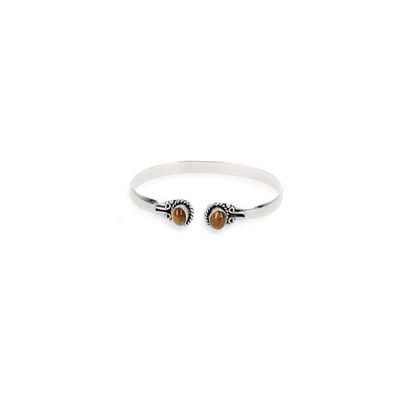 Edelsteen Armband Tijgeroog Verzilverde Bangle