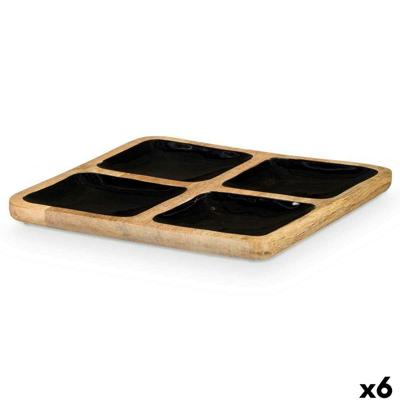Dienblad met Vakjes Gift Decor MALI-991 B MALI-991 B Zwart 31 x 3 x 31 cm (6 Stuks)