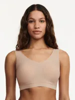 Chantelle Bralette top met vulling - Soft Stretch - Padded top - Bralette / BH Top naadloos dames - Rood - zwart - Huidskleur