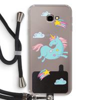 Vliegende eenhoorn: Samsung Galaxy J4 Plus Transparant Hoesje met koord - thumbnail