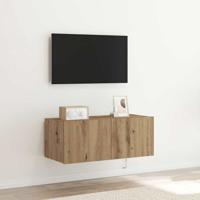 Tv-wandmeubel met LED-verlichting 80x35x31 cm artisanaal eiken