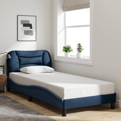 Bedframe zonder matras 90x190 cm stof blauw