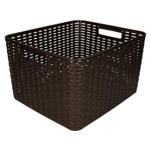 Opbergmand - Kastmand - rotan kunststof - donkerbruin - 18 Liter - 29 x 39 x 20 cm