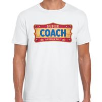 Super coach cadeau / kado t-shirt vintage wit voor heren - thumbnail