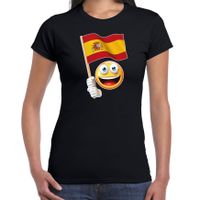 Spanje supporter / fan emoticon t-shirt zwart voor dames