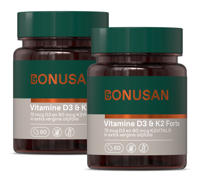 Bonusan Vitamine D3 & K2 Softgels Duoverpakking Bonusan Vitamine D3 & K2 Softgels Duoverpakking