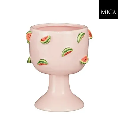 Pot op voet watermeloen lila - h16xd14,5cm