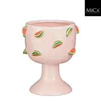 Pot op voet watermeloen lila - h16xd14,5cm Pot op voet watermeloen lila - h16xd14,5cm