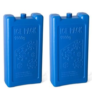 2x stuks koelelementen 1 liter 12 x 22 cm blauw