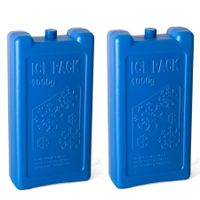 2x stuks koelelementen 1 liter 12 x 22 cm blauw - thumbnail