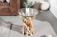 Design Bijzettafel DRIFTWOOD 40cm Teak met glazen blad Ronde salontafel - 19807