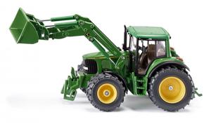 Siku John Deere Tractor met voorlader 1:32 metaal/kunststof groen beweegbare voorlader verwijderbare bestuurderscabine