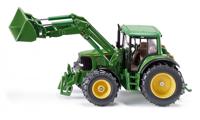 Siku John Deere Tractor met voorlader 1:32 metaal/kunststof groen beweegbare voorlader verwijderbare bestuurderscabine - thumbnail