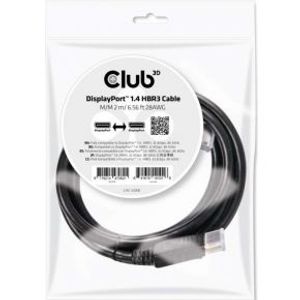 CLUB3D DisplayPort 1.4 HBR3 Cable 2m Male/Male 8K60Hz