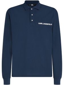 Karl Lagerfeld polo en coton piqué à logo imprimé - Bleu