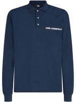 Karl Lagerfeld polo en coton piqué à logo imprimé - Bleu - thumbnail