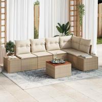 Tuinbankenset met opslag 6 pcs Beige en Crème poly rattan