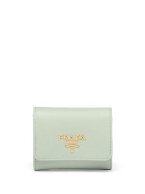 Prada portefeuille en cuir à détail de logo - Vert